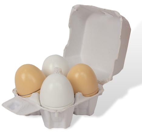 Uova di legno, 4PCS uova di Pasqua tagliano giocattoli in legno giocare cibo fingendo giocare set di alimenti per bambini sviluppo precoce, regali di compleanno di Natale