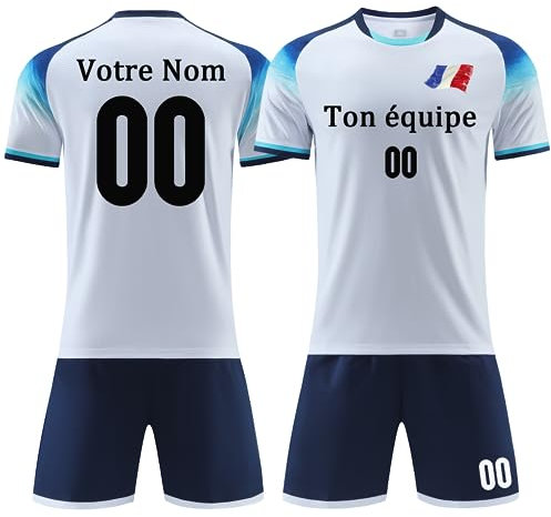 OPUTWDF Maillot Football Personnalisé Adulte Ensemble Foot Enfant Peut Être Personnalisé avec Votre Nom Numéro Équipe Logo