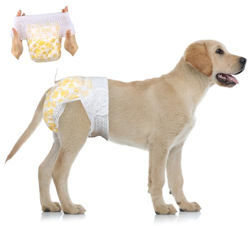 15 Stück L Einweg-Hundewindeln zum Anziehen für Hündinnen - Windeln für Rüden mit dehnbarem Bund Passend für Bundweite 34-54 cm Large