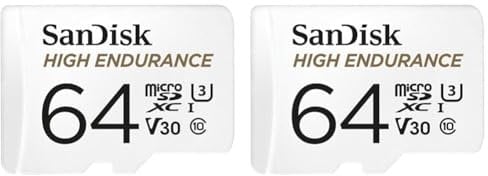 SanDisk High Endurance microSDXC Speicherkarte 64 GB + Adapter (Für Dash-Cams und Private Überwachungskameras, 100 MB/s Lesen, V30 für Full-HD und 4K-Videos) (Packung mit 2)
