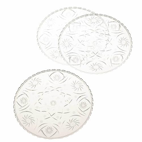 SIDCO Kuchenteller 3 x Kristall Optik Kuchenplatte Tablett Servierplatte rund Ø 30cm