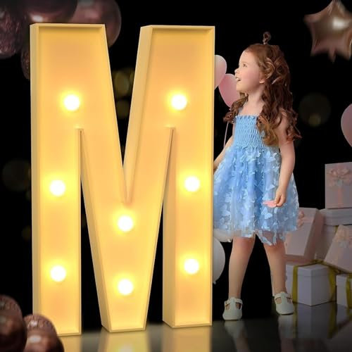 IINCOOY Großer Festzelt-Leuchtbuchstabe, Festzelt-Leuchtbuchstaben, Mosaik-Riesen-Festzeltbuchstaben for Geburtstage, Hochzeiten, Babyjubiläen (Color : M, Size : 100cm)