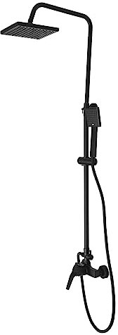 LANNADD Duschset, Handbrause Quadratische Dusche Duscheinrichtung Mit Thermostat, Brausegarnitur Brausebatterie Duschsystem-Bausatz Geeignet für Bäder Duschen und Badewannen (Schwarz)