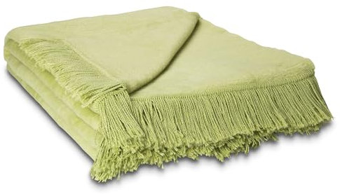 Como Kuscheldecke Grün XXL 150 x 200 cm Baumwollmischung weiche & warme Kuschel-Decke mit Fransen für Couch & Sofa, waschbar, Öko-Tex Standard 100, 1,4kg, 400g/m²