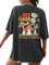 AVOZAL Oversize T Shirt Damen Sommer Vintage Locker Rundhals Kurzarm Pilz Oberteile Lässig T-Shirts Rücken Buchstaben Graphic Tee Casual Muster Lang Top(L,Dunkelgrau)