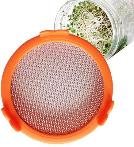 Dranng Keimgläser Mit Siebdeckel - Mason Jar Siebdeckel,Sprossen-Set Aus Edelstahl, Sprout-Gläser-Deckel, Indoor-Samen-Keimungs-Sprossen-Deckel Für Alfalfa-Brokkoli Pacienjo