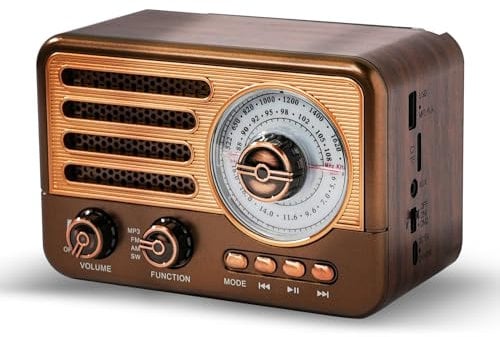 Radio a transistor retrò Radio AM FM SW DAB DAB+ a batteria, piccola radio portatile ricaricabile con batteria agli ioni di litio da 1800 mAh, supporto scheda TF/Aux/lettore MP3 USB