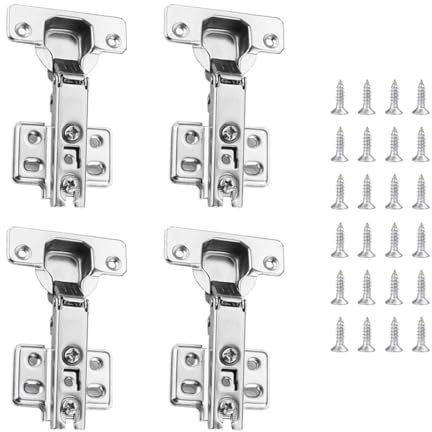 LAWALEISHE 4pcs Modern Cabinet Hinges, Unfinished, Plastic & Nylon, Door Mount, Kitchen, Bathroom, Bedroom & Dining Room