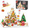 PLAXSOON Christmas Gingerbread House Mini Building Set with LED Light, 1763 PCS Christmas House Courtyard Building Block Toy with Santa Xmas Tree Train Home Decor, Gift for Adult Kids Girls Boys 10+