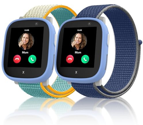chinbersky 2 Stück Nylon Loop Armband kompatibel mit Xplora X6 Armband, Kids Smartwatch Klettverschluss Mädchen Jungen Verstellbare Geflochtenes Stoff Ersatzbänder für Xplora X6 Play