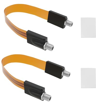 2 Stück Flaches Koaxialkabel 26cm Jumper-Kabel Wetterfester F-Stecker SAT Fenster-Durchführung für Fernseher LNB BNC
