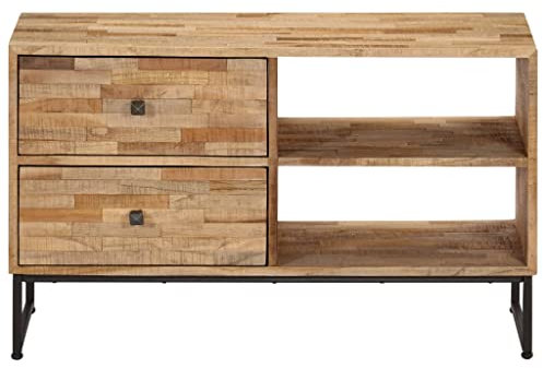 Wenjingqi-246081 Meuble TV en bois de teck recyclé 90 x 30 x 55 cm