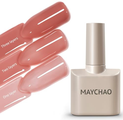 MAYCHAO 15ML Gel Nail Polish, Light Red Jelly Gel Nail Polish Soak Off UV LED Nail Varnish Nail Art Starter Manicure Salon DIY at Home, 0.5 OZ