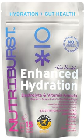 Nutriburst - Gut Health - Electrolytes + 11 Vitamins & Minerals • Digestive Function • Enhanced Hydration - Suitable for Vegans - 15 Pack: Mango, Strawberry & Apple