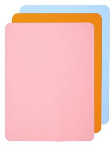 3 Pack Silicone Mat for Resin, Epoxy Large Silicone Sheet, Food Grade Silicone Placemat, Non Slip Table Mats for Countertop Protector Mat, 30cm x 40cm, Blue/Orange/Pink