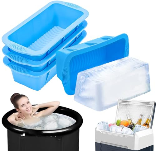 4 Pcs Large Ice Cube Tray Mold,Silicone Big Ice Cube Moulds for Freezer Blocks Making 4.5 lbs for Ice Bath Cold Plunge Accessories Tub or Coolers Bread Cake Soap,Easy Release