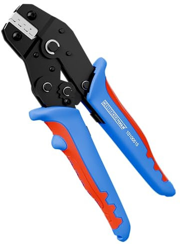 WEICON TOOLS Crimpzange MULTI, Presszange mit Wechselmagazin, Aderendhülsenzange-Set, Ratschen-Automatik, blau/rot