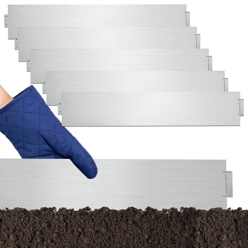 Eikuavons Rasenkante verzinkt Metall, Beeteinfassung 5m 10m 15m 20m 25m 30m 35m 40m 45m 50m 100x15cm oder 100x18cm, Flexible Verformbar Beetumrandung, Silber (Länge 5m - Höhe 15cm)
