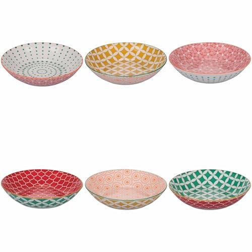 Set 6 Piatto fondo in porcellana, doppio decoro, Confusion in Colors