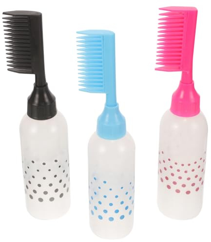 VICASKY 3pcs Hair Dye Bottles Comb Applicator Bottles for Barber Salon Supplies Hair Coloring Tools