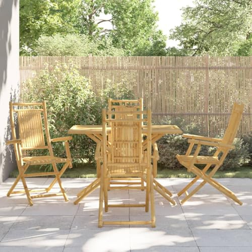 Frdhee Mobilier de jardin extérieur 5 pièces Salon de jardin en bambou pour cours, terrasses, balcons, bords de piscine