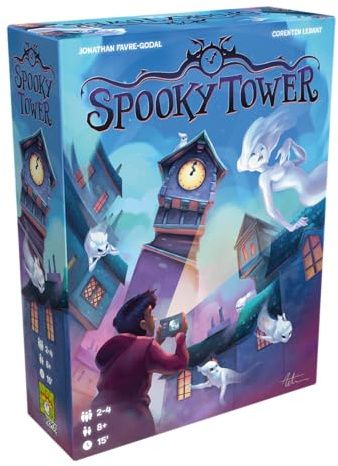 Asmodee, Spooky Tower, Schnelles Familienspiel, Deutsch | Rasantes Würfelspiel mit Würfelturm und Geister-Thema für 2-4 Spieler, 15 Minuten, Gesellschaftsspiel ab 8 Jahren