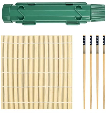 Chiluxendo Sushi Maker, Sushi Set Roller Zubehör, Selbst Sushi Set | zum Selber Machen Sushi-Behälter Bambusmatte, Sushi Formen Maker Set Rollmatte Tools Making kit für Anfänger Maschine