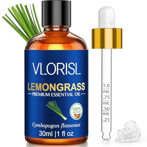 VLORISL Aceite Esencial de Lemongrass 30 ml Hierba Limón para Difusor y DIY | Perfil Cítrico y Vegetal para Oficina Estudio Velas y Jabones Formato Práctico para Mezclas Aromáticas y DIY para el Hogar