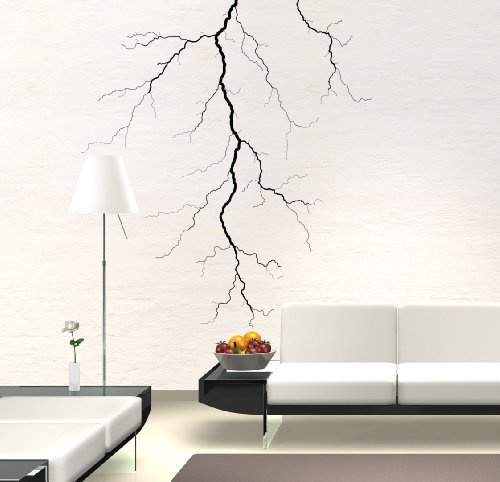 PrimeStick Wandtattoo Wandaufkleber Blitz Gewitter #95A schwarz 52cm x 59cm