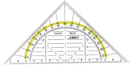 Linex 1616G Geometrie-Dreieck, Hypotenuse 16cm, Kunststoff, Winkelmesser, Facette, metrische Skala