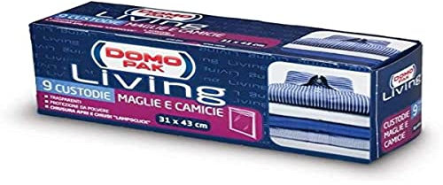 Sacchetti Antipolvere per Maglie, Camicie e Vestiti - Organizza Il Tuo Armadio e Proteggi i Tuoi Abiti - 9 Buste Trasparenti 31x43 cm - Domopak Living