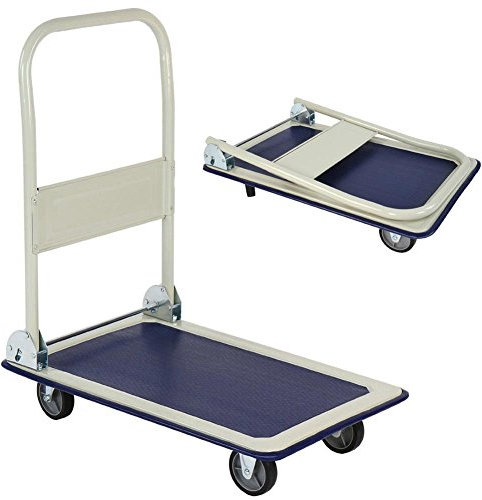 Bakaji Carrello Portapacchi Portatutto da trasporto con manico Pieghevole, Pianale portata massima 150 kg, 4 Ruote (Carrello Piano 4 Ruote)