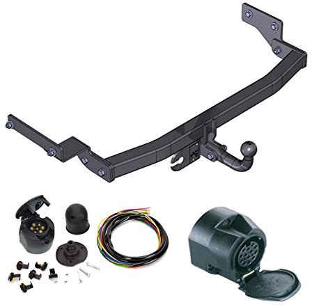 Anhängerkupplung mit Kabelbaum 13-polig | Renault Clio II von 1998 bis 2004 | Schwanenhals, zerlegbar mit Werkzeug.