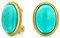7CTW Oval Cabochon Oval Aqua Blue Stabilized Turquoise Rope Cable Bezel Gold Plated .925 Sterling Silver Clip On Earrings For Women Clip Only Is Alloy