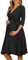 KOJOOIN Robe de maternité Femme Robe de Grossesse pour Femme Enceinte Robe d'allaitement col V Manches Longues avec Ceinture,Le Noir,L