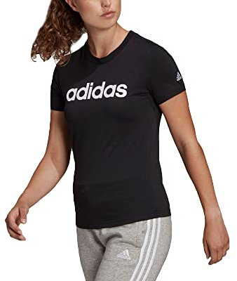 adidas Womens Essentials Slim Logo Langarm T-Shirt, Black/White, XS