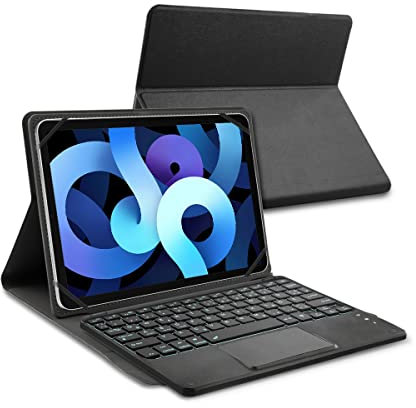 KOOCHUWAH Bluetooth Tastatur Universal Tragbare 7-Farben-Wieder beleuchtete wiederaufladbare Tastatur mit Touchpad für Android/Windows/PC/Tablet/Mac/Smartphone (Tastatur mit Hülle)