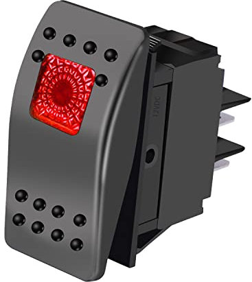 mxuteuk 12V 20 Amp impermeabile LED rosso interruttore a bilanciere marino on/off con luce RK1-06-R
