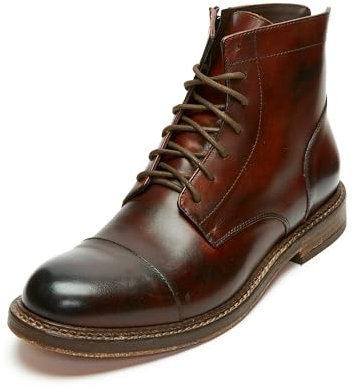 BRITISH PASSPORT | Derby-Stiefeletten für Herren mit Zehenkappe aus hochwertigem Kalbsleder mit Sohle aus rutschfestem Leder und Gummi | Made in Italy, dunkelbraun, 43 EU