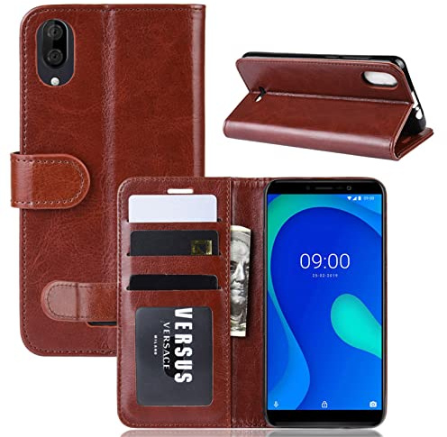 Kezaizhe Coque for Wiko Y80 Housse en Cuir PU TPU Magnétique Protection étui for Y80 Wiko Y 80 2019 Telephone Portable Portefeuille Fonction Support (Brown)