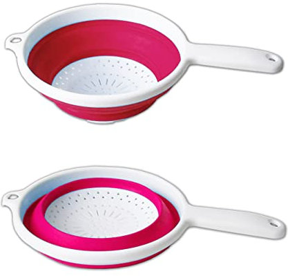 SEIHER faltbar Ø22cm Silikon mit Griff Küchensieb Nudelsieb Abtropfsieb Sieb 3-Varianten 27 (Rot)
