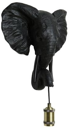 Light & Living Wandlampe Elephant - Schwarz - 35x13x36cm - Andere - Kunststoff - Wandlampen für innen - Wand beleuchtung für Schlafzimmer & Wohnzimmer