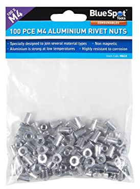 Blue Spot Tools 100 PCE M4 Aluminium Rivet Nuts