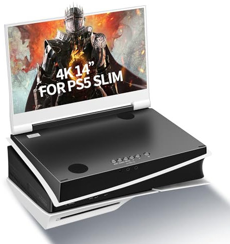 G-STORY 14 IPS 4K 60Hz Portable Gaming Screen Built-in with PS5 Slim (Not Included) 3840×2160 with 2 HDMI Ports, FreeSync, 2 Built-in Multimedia Stereo Speakers