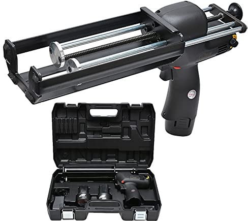 Cordless Dripless Caulk Gun, Double Tube Caulking Gun with 2Pcs 1.5Ah Battery And Suitcase, 300 KG Thrust, 6 Speed Adjustable Silicone Glue Gun for Caulking Filling Sealing