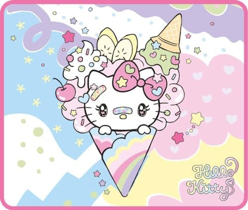 Konix Hello Kitty Gaming-Mauspad 32 x 27 cm - rutschfeste Mikrofaser-Oberfläche - Gummi - EIS-Motiv