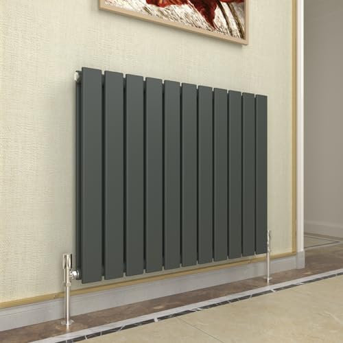 GY Bath Horizontal Radiator Anthracite Flat Panel Designer 600x748mm Double Modern Central Heating Rads
