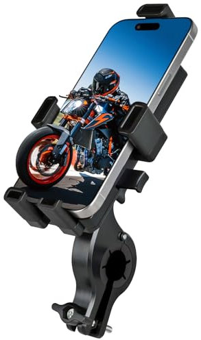 Yerbay Support Téléphone Velo, 2024 Upgraded Universal Support Téléphone Moto【Fixé sur Tous Les côtés】, Support Téléphone Amovible et Rotatif à 360°, pour Téléphones iPhone/Galaxy ''4,7-7,1'' Pouces
