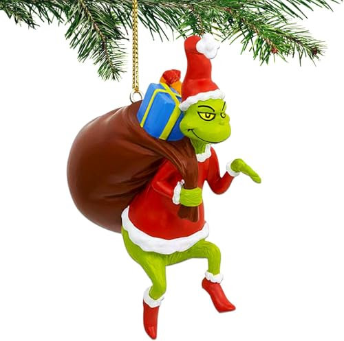 Grinch weihnachtsdekorationen, Christmas hängende Ornament, Weihnachtsbaumschmuck, Kunstharz Lustige Grüne Grinch Deko