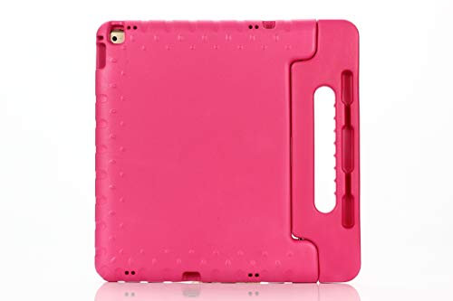 Funda para niños compatible con iPad Pro de 12.9 pulgadas (1ª y 2ª generación, modelo 2015 y 2017), funda convertible a prueba de golpes con soporte ligero para niños (rojo rosa)
